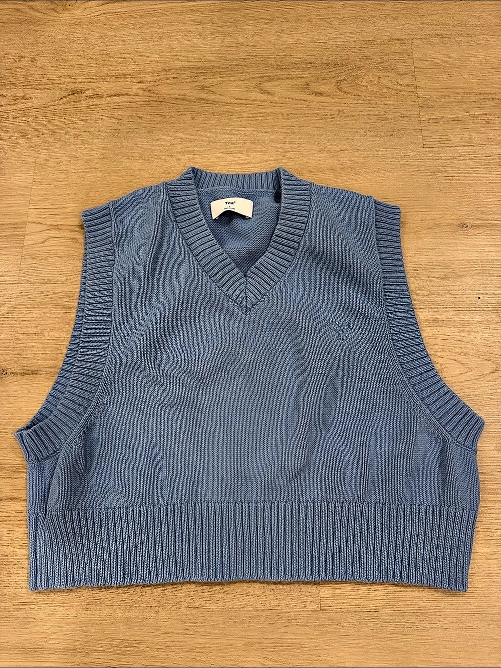 Tna V-Neck Knit Vest in Blue Size Large Like New